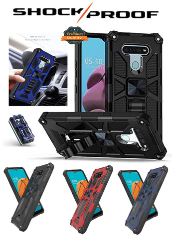 For Wiko Ride 3 Full-Body Hybrid [Military-Grade Protective] Defender Heavy Duty with Hidden Kickstand Stand Support Magnetic Car Mount  Phone Case Cover