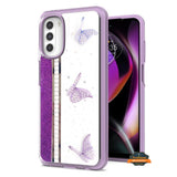 For Motorola Moto G 5G 2022 Butterflies Design Bling Glitter Shockproof Hybrid Soft TPU Frame and Hard PC Back Slim  Phone Case Cover