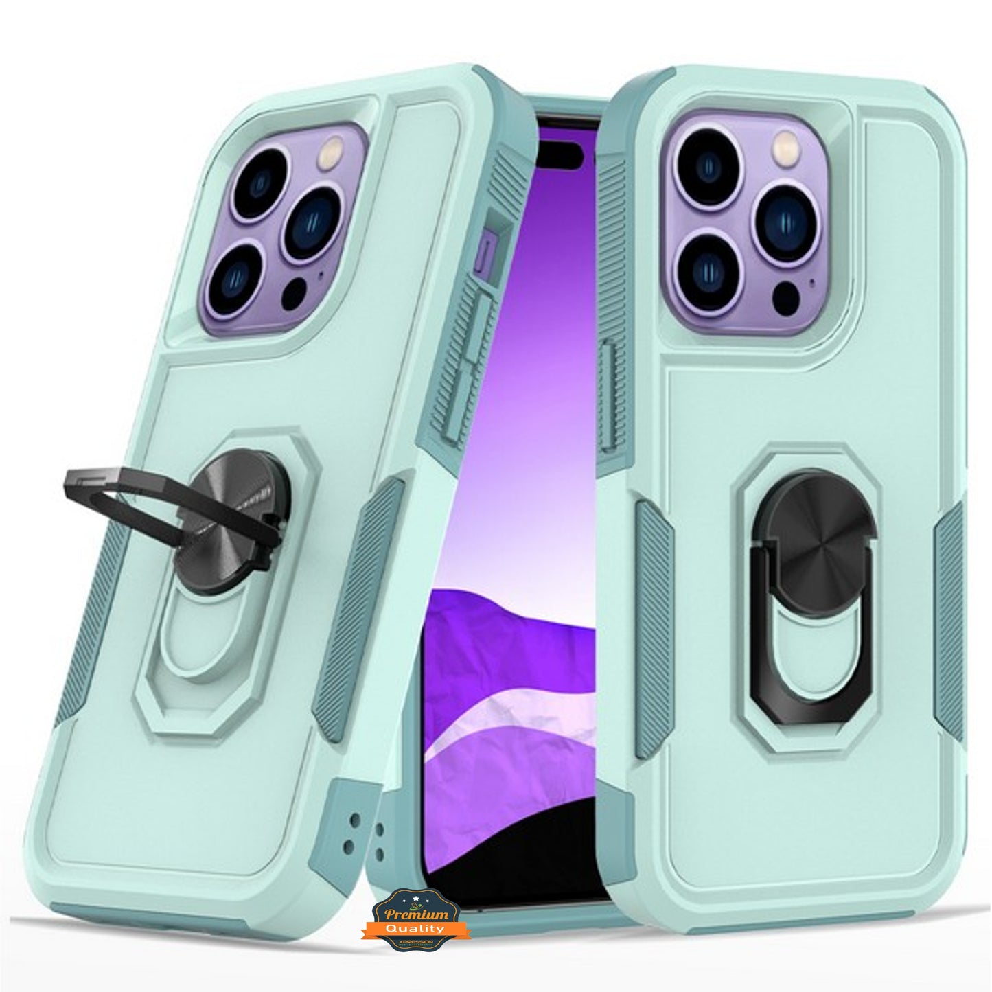 For Apple iPhone 14 /Plus Pro Max Heavy Duty Hybrid Rugged 2in1 Shockproof Protective with Magnetic Ring Stand Holder  Phone Case Cover
