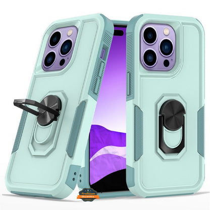 For Apple iPhone 14 /Plus Pro Max Heavy Duty Hybrid Rugged 2in1 Shockproof Protective with Magnetic Ring Stand Holder  Phone Case Cover