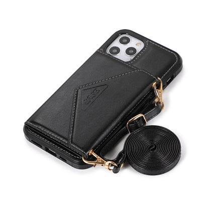 For Apple iPhone 14 /Plus Pro Max Wallet Case Credit Card ID Money Holder Lanyard Neck Strap Flip PU Leather  Phone Case Cover