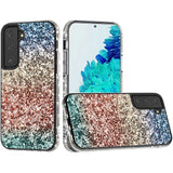 For Samsung A03 Core Rhinestone Sparkling Rainbow Gradual Glitter Full Diamond Bling Protective Hybrid Rugged Bumper  Phone Case Cover