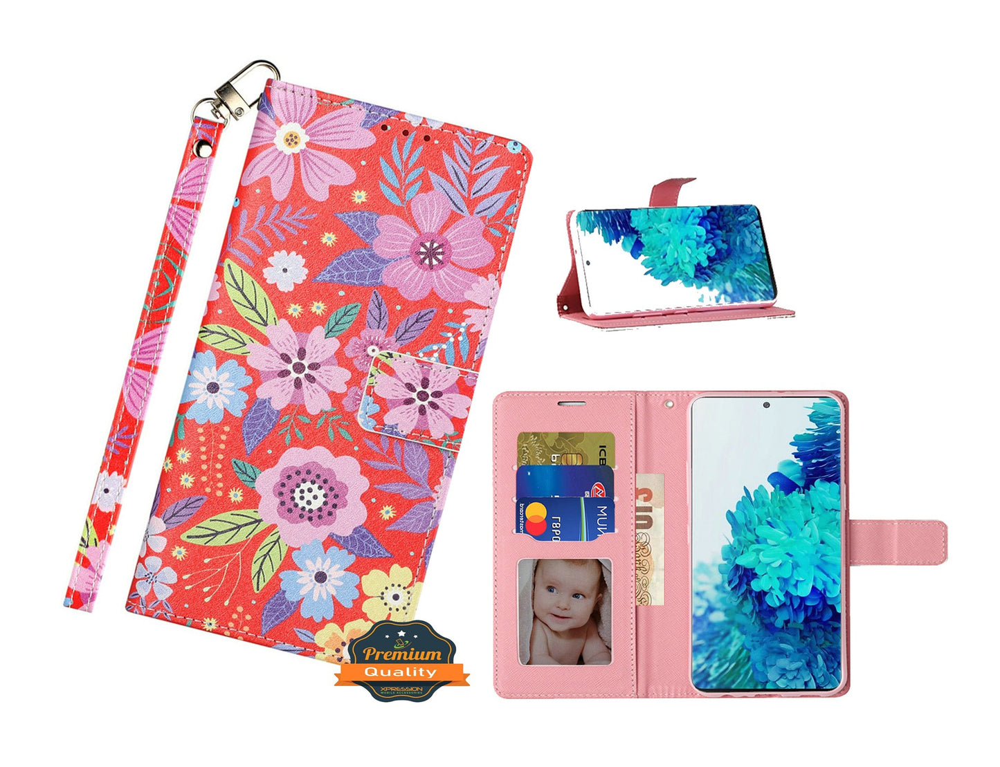 For Apple iPhone 13 Pro (6.1") Design Wallet Case ID Money Credit Card Holder Leather Folio Pocket Flip Pouch & Strap  Phone Case Cover