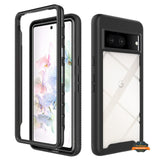 For Google Pixel 7 Pro Full Body Armor Slim Hybrid Double Layer Hard PC + TPU Transparent Back Rugged Frame Shockproof  Phone Case Cover