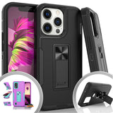 For Apple iPhone 14 (6.1") Military Grade Full-Body Rugged with Kickstand Hybrid Heavy Duty Support Car Mount Holder  Phone Case Cover