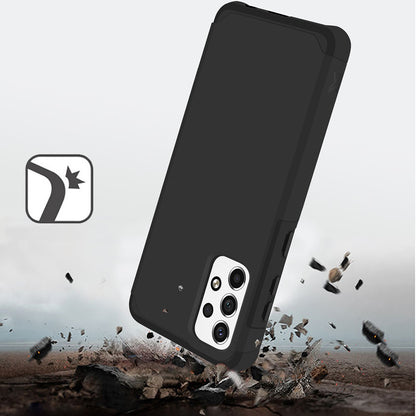 For Samsung Galaxy A73 5G Slim Corner Protection Shock Absorption Hybrid Dual Layer Hard TPU Rubber Armor Defender Black Phone Case Cover