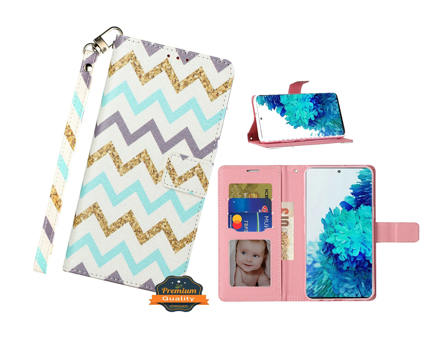 For Apple iPhone 13 Pro (6.1") Design Wallet Case ID Money Credit Card Holder Leather Folio Pocket Flip Pouch & Strap  Phone Case Cover