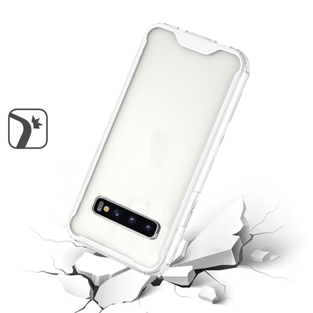 For Samsung Galaxy S10 Colored Shockproof Transparent Hard PC + Rubber TPU Hybrid Bumper Shell Thin Slim Protective Clear Phone Case Cover