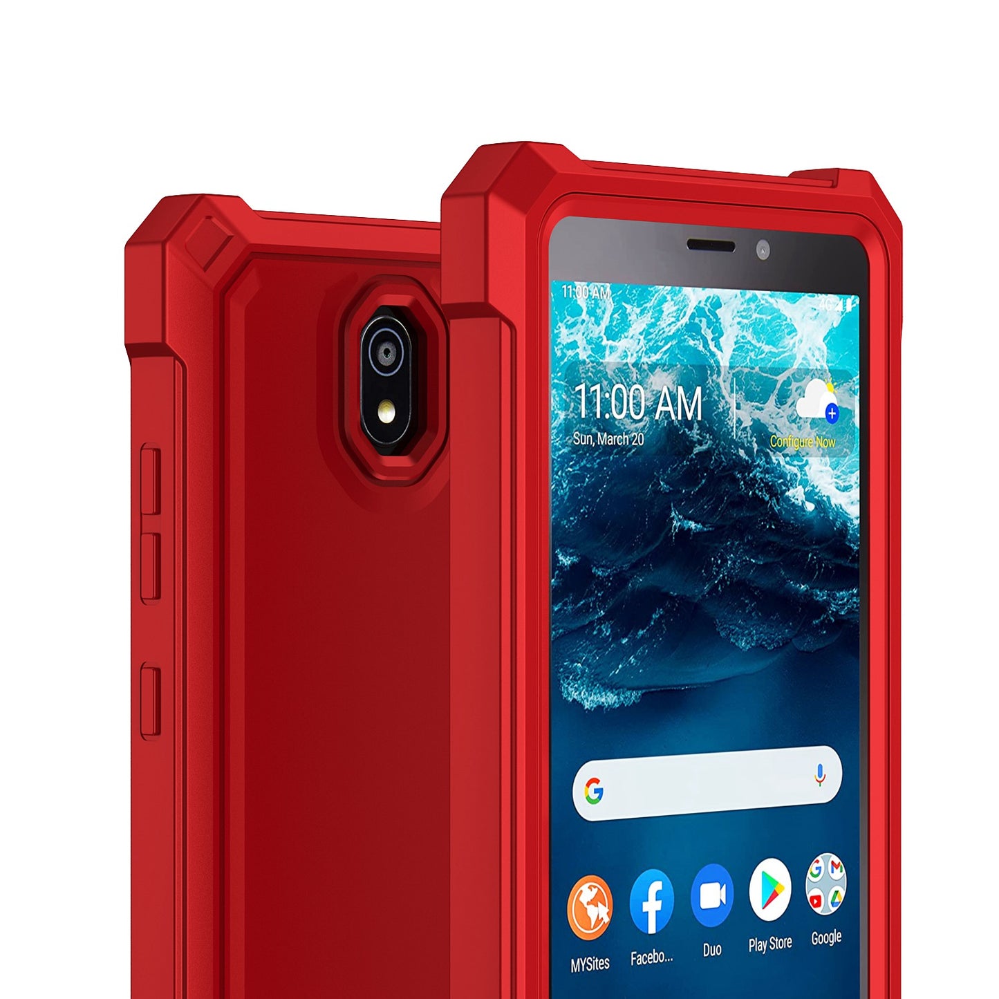 For AT&T Maestro 3 Matte Finish Hybrid Thick Shell Guard Shockproof Dual Layer Hard PC + TPU Bumper Frame Armor  Phone Case Cover
