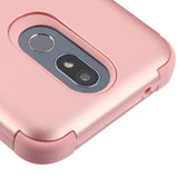 For LG K40 /Harmony 3 Hybrid Three Layer Hard PC Shockproof Heavy Duty TPU Rubber Anti-Drop Rose Gold Phone Case Cover
