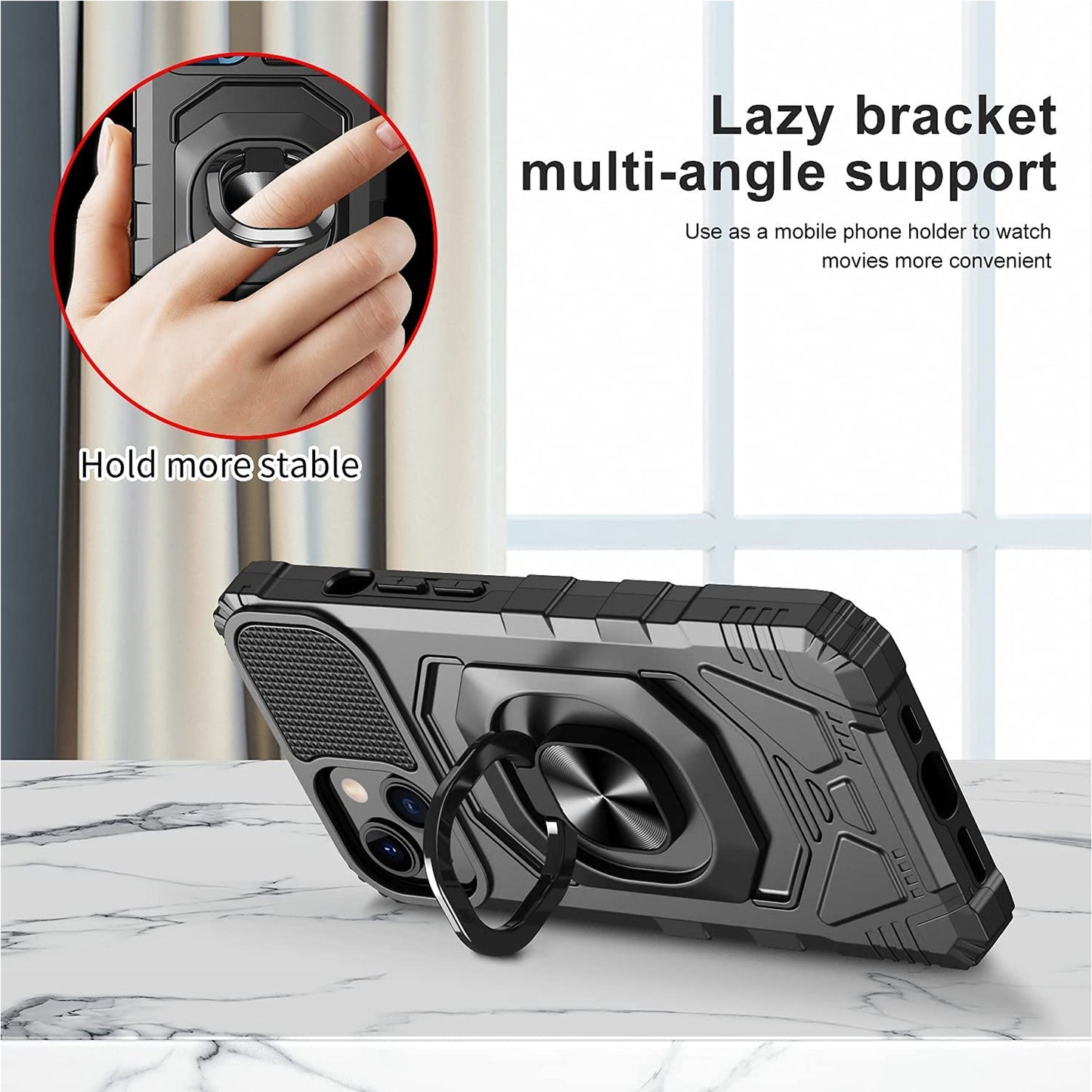 For OnePlus 10 Pro 5G Armor Hybrid Stand Ring Hard TPU Rugged Body Protective [Military-Grade] Magnetic Car Ring Holder  Phone Case Cover