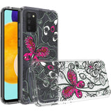For Samsung Galaxy A03S Fashion Pattern Design Ultra Thin Slim Clear Hybrid Rubber Gummy TPU Grip + Hard PC Back Shockproof  Phone Case Cover