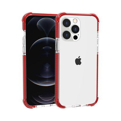 For Apple iPhone 12 Pro Max (6.7") Slim Hybrid Transparent Rubber Gummy Gel Hard PC Silicone TPU Color Bumper Frame  Phone Case Cover