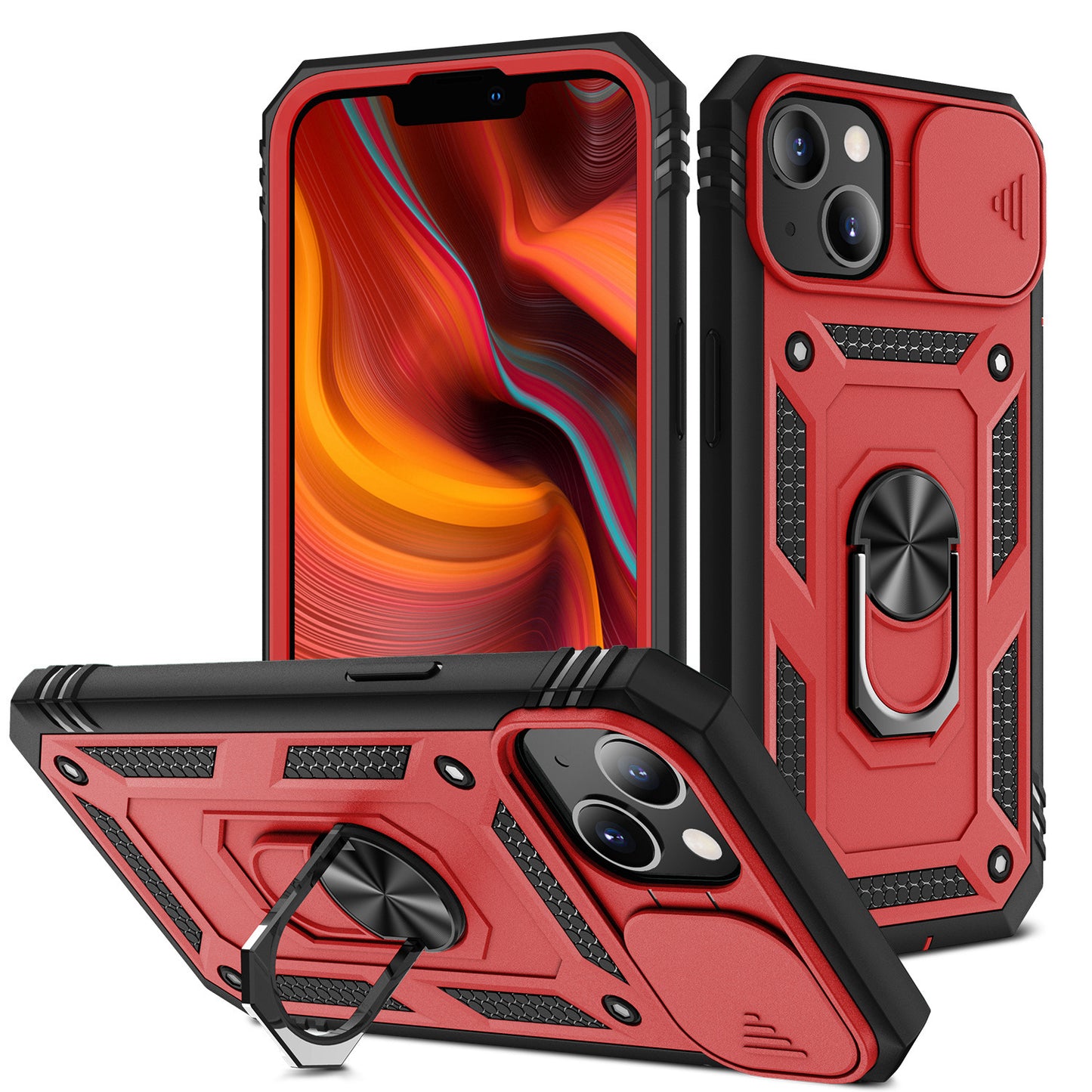 For Apple iPhone 14 Plus (6.7") Hybrid Built-in 360° Rotate Magnetic Ring Stand Camera Protection Heavy Duty Shockproof  Phone Case Cover