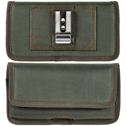For Samsung Galaxy A22 5G, Boost Celero 5G Universal Horizontal Cell Phone Case Nylon Holster Carrying Pouch with Belt Clip and 2 Card Slots fit Large Devices 6.3" [Midnight Green]