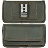 For Samsung Galaxy A53 5G Universal Horizontal Cell Phone Case Nylon Holster Carrying Pouch with Belt Clip and 2 Card Slots fit Large Devices 6.3" [Midnight Green]