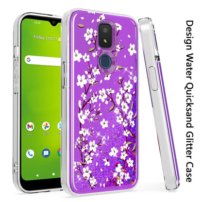 For Cricket Icon 3 Floral Design Quicksand Water Flowing Liquid Floating Sparkle Colorful Glitter Bling Flower Fashion TPU Hybrid Hard  Phone Case Cover