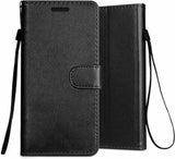 For Motorola Moto G 5G 2022 Wallet PU Leather Pouch with Credit Card Slots ID Money Pocket, Stand & Strap Flip Protective Black Phone Case Cover