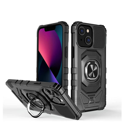 For Cricket Icon 4 Armor Hybrid Stand Ring Hard TPU Rugged Protective [Military-Grade] Magnetic Car Ring Holder Black
