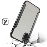 For Samsung Galaxy A02s Hybrid Aluminum Alloy Metal Clear Transparent Back PC TPU Bumper Shockproof Black Phone Case Cover