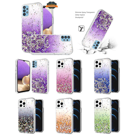 For TCL Revvl V Plus 5G (T-Mobile) Luxury Bling Glitter Sparkle Shiny Transparent Rubber TPU Protective Hard Shell Hybrid  Phone Case Cover