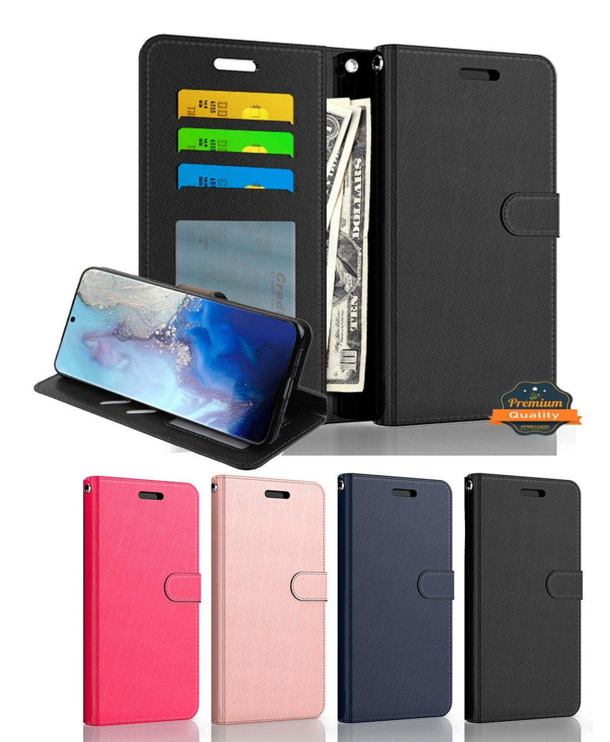 For Apple iPhone 14 Plus (6.7") Wallet PU Leather Pouch with Credit Card Slots Money Pocket, Stand & Strap Flip Bookstyle  Phone Case Cover