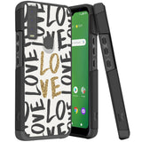 For Cricket Ovation 3 Graphic Design Pattern Hard PC TPU 2in1 Tough Strong Hybrid Shockproof Armor Frame  Phone Case Cover