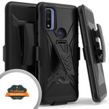 For TCL 30 Z Hybrid Belt Clip Holster with Built-in Kickstand, Heavy Duty Protective Shock Absorption Armor Defender Rugged Black Phone Case Cover