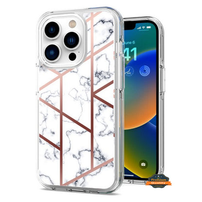 For Apple iPhone 14 Plus (6.7") Stylish Hybrid Fashion Marble Trendy Design Hard Back PC Shockproof TPU Protective  Phone Case Cover