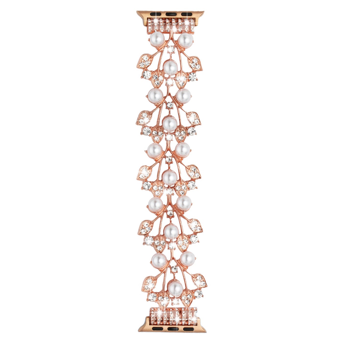 For Apple Watch Size 38/40/41mm Pearl Diamond Bling Zinc Alloy Wristband Watch Band Strap for iWatch Series 8/7/SE/6/5/4/3/2/1/SE 2(2022)  Phone Case Cover