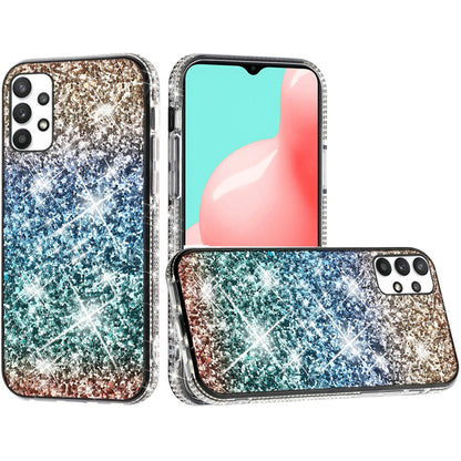 For Apple iPhone 14 /Plus Pro Max Rhinestone Sparkling Rainbow Gradual Glitter Full Diamonds Bling Hybrid Rugged  Phone Case Cover
