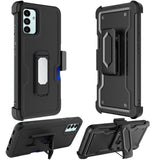 For Samsung Galaxy A13 4G Armor Belt Clip with Credit Card Holder ID Slot, Holster, Kickstand Protective Full Body Heavy Duty Hybrid  Phone Case Cover