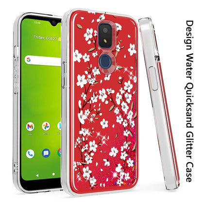 For Cricket Icon 3 Floral Design Quicksand Water Flowing Liquid Floating Sparkle Colorful Glitter Bling Flower Fashion TPU Hybrid Hard  Phone Case Cover