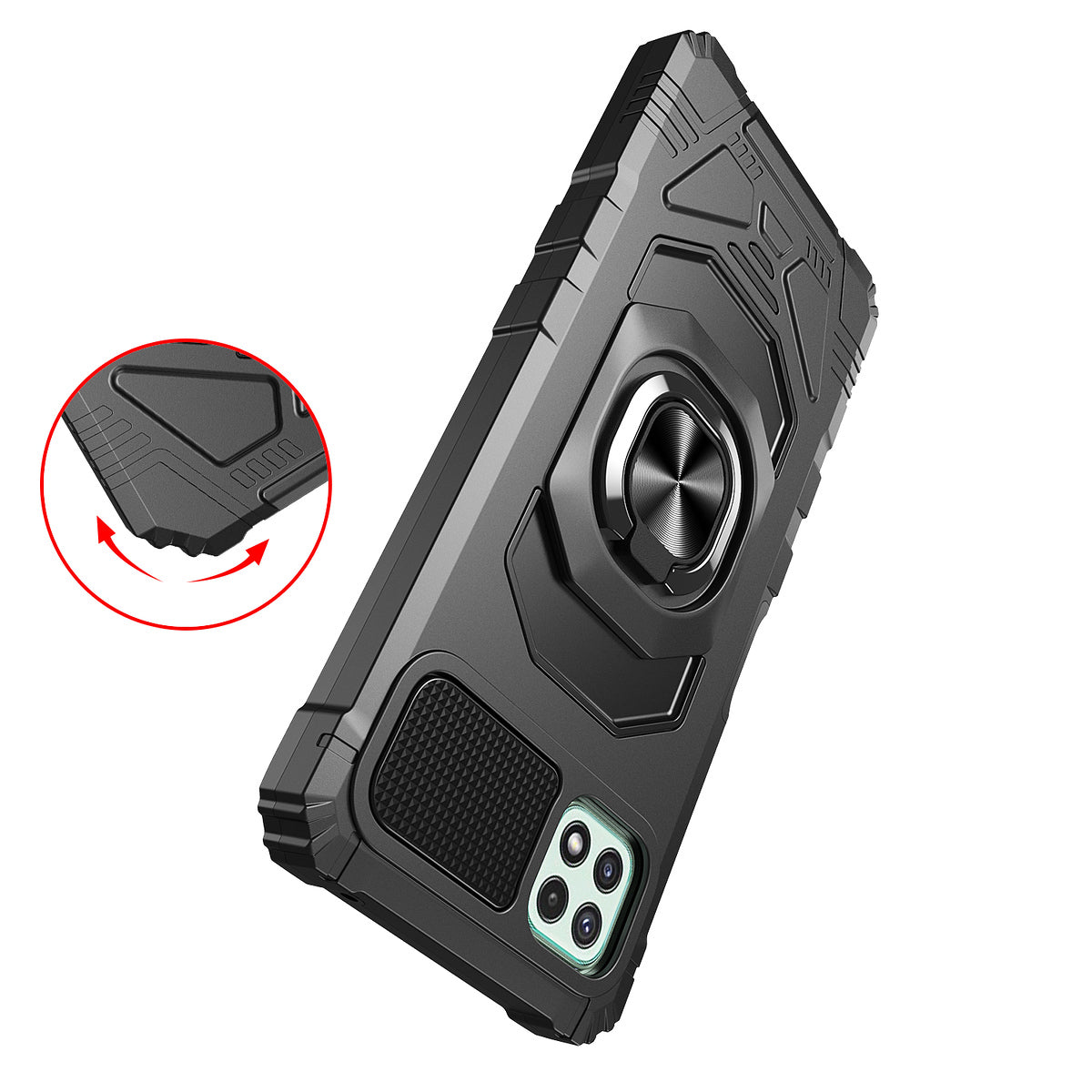 For Apple iPhone SE 3 (2022) SE/8/7 Hybrid Dual Layer Rotate Magnetic Ring Stand Holder Kickstand, Rugged Shockproof  Phone Case Cover