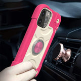 For Apple iPhone 11 (6.1") Armor Thick 3in1 Hybrid Rugged TPU Shock-Absorbing with Rotatable Double Rings Kickstand Hot Pink Phone Case Cover