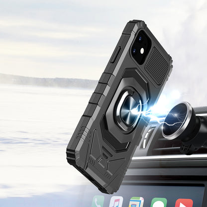 For Apple iPhone 11 (6.1") Hybrid 2in1 Dual Layer with Rotate Magnetic Ring Stand Holder Kickstand, Rugged Shockproof  Phone Case Cover