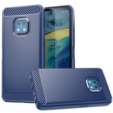 For Nokia XR20 Carbon Fiber Design Slim Fit Silicone Soft Skin Flexible Lightweight TPU Gel Rubber Absorbing Rugged Brushed Blue Phone Case Cover