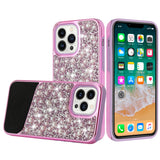 For Apple iPhone 13 Pro Max (6.7") Bling Pearl Diamonds Design Glitter Hybrid Hard TPU Shiny Protective Rubber Frame  Phone Case Cover