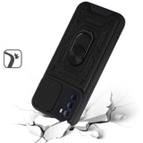 For Motorola Moto G Stylus 5G 2022 Hybrid Case with Slide Camera Lens Cover and Ring Holder Kickstand Rugged Dual Layer  Phone Case Cover