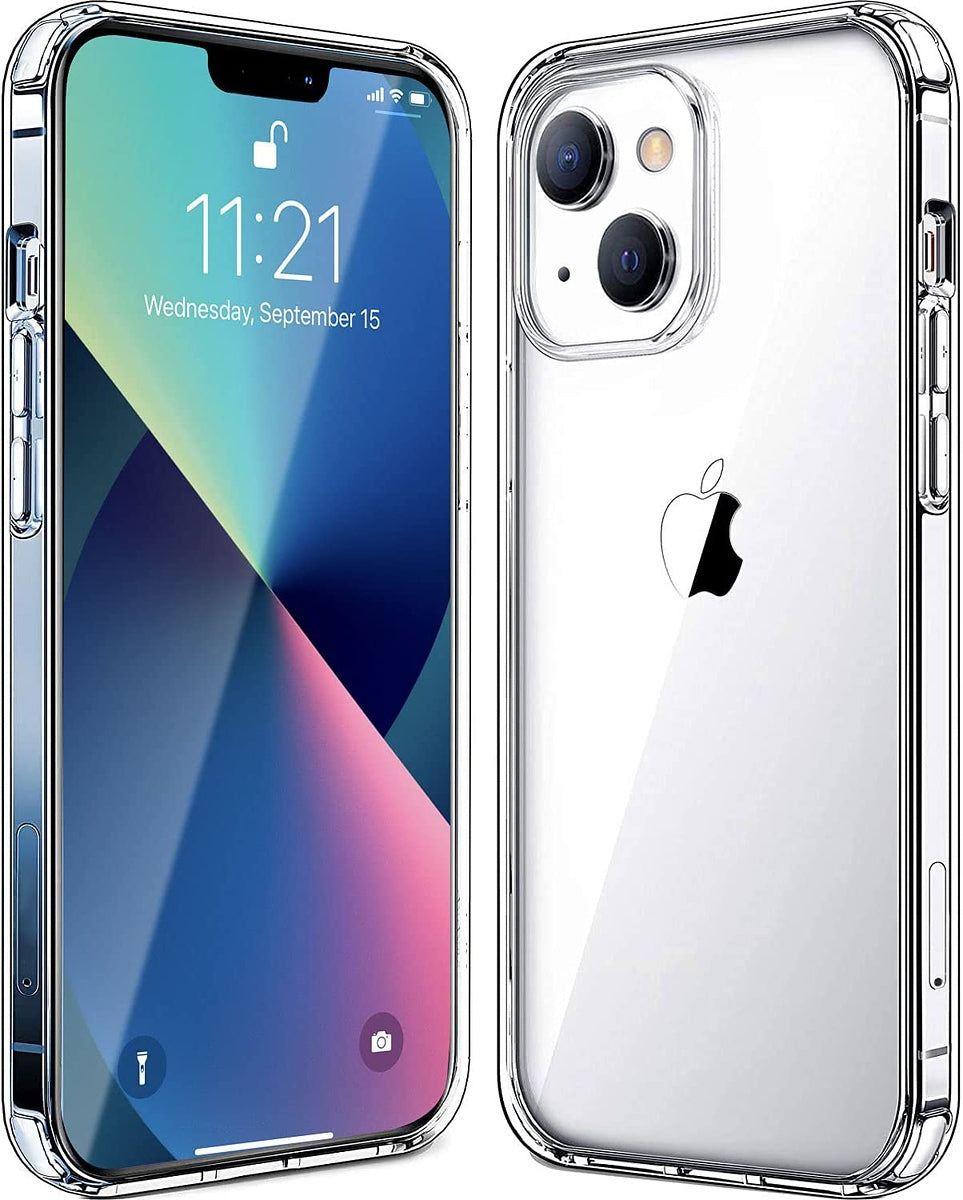 For Apple iPhone 13 Pro Max 6.7" Transparent Designed Slim Thick Hybrid Hard PC Back and TPU Frame Bumper Protective Clear / Blue Phone Case Cover