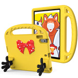 For Apple iPad Air 4 / iPad Air 5 / iPad Pro (11 inch) Hybrid Shockproof Bow Hands Kickstand Rubber TPU Kid-Friendly Bumper Tablet Yellow Phone Case Cover