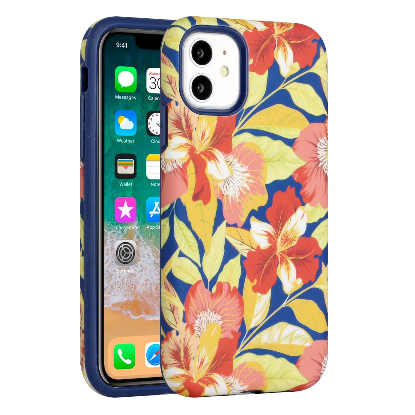 For Apple iPhone 14 (6.1") Bliss Floral Stylish Design Hybrid Rubber Silicone TPU Hard Shockproof Armor Slim  Phone Case Cover