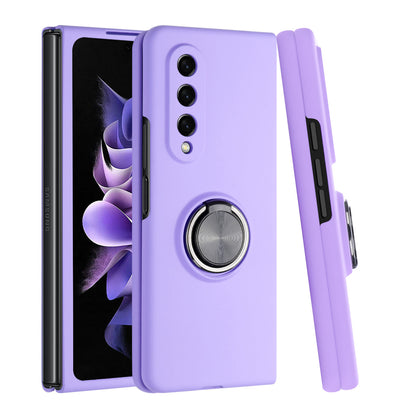 For Samsung Galaxy Z Fold 4 5G Hybrid 360 Rotatable Metal Invisible Ring Stand Holder Fit Magnetic Car Mount Shockproof  Phone Case Cover