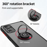 For Samsung Galaxy A13 5G Hybrid Frosted Protector Magnetic Ring Holder Stand Kickstand Heavy Duty Rugged Bumper with Camera Lens Black Phone Case Cover