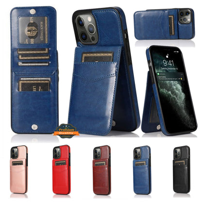 For Apple iPhone 14 Pro Max (6.7") Wallet Case with Credit Card Holder Vertical Leather Kickstand Buttons Flip Pouch  Phone Case Cover