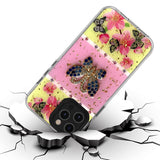 For Apple iPhone SE 3 (2022) SE/8/7 Glitter Sparkle Colorful Bling Flake 3D Ornament Butterfly Floral Epoxy Hybrid Shockproof  Phone Case Cover