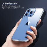 For Apple iPhone 13 (6.1") Hybrid Crystal Clear Transparent Hard PC Back Gummy TPU Bumper Slim Fit with Chromed Buttons Clear Phone Case Cover