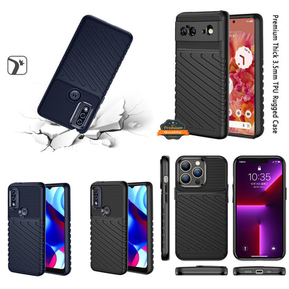 For Apple iPhone 14 Pro Max (6.7") Rugged Hybrid Silicone Gel TPU Bumper Texture Shockproof Anti Slip Protective Stylish  Phone Case Cover