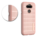 For LG K31 /Aristo 5/Fortune 3/Tribute Monarch / Phoenix 5 Dual Layer Hybrid Armor Rubber TPU Hard PC Rugged Texture Rose Gold Phone Case Cover