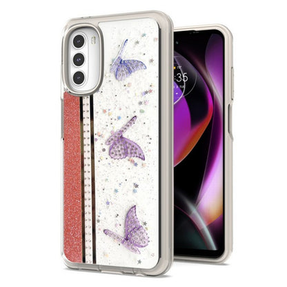 For Apple iPhone 14 /Plus Pro Max Butterflies Design Bling Glitter Shockproof Hybrid TPU Frame and Hard Back Slim  Phone Case Cover
